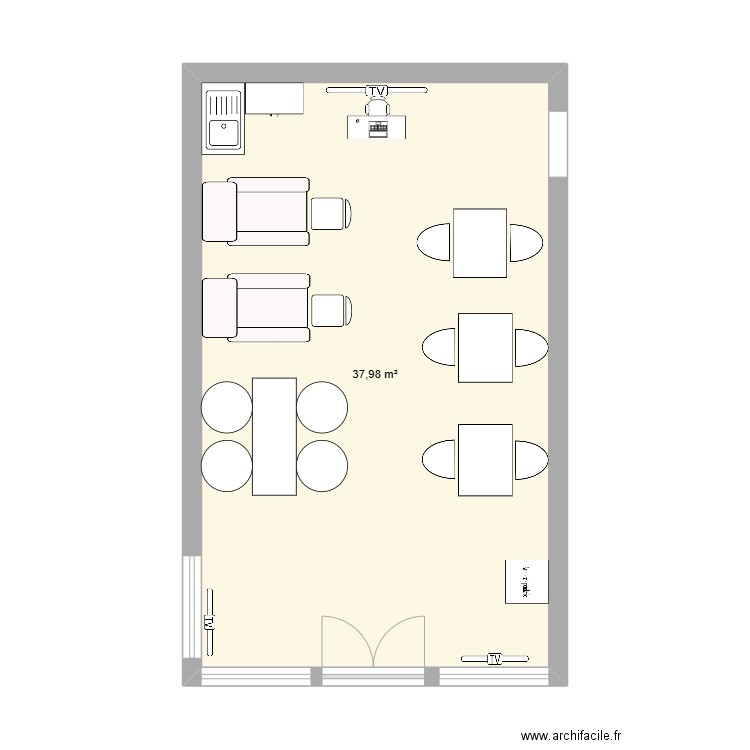 Salon Chelles V2. Plan de 1 pièce et 38 m2