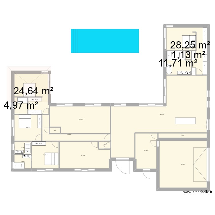 PLAN MAISON VAULX MILIEU V1 PLAIN PIED. Plan de 18 pièces et 354 m2