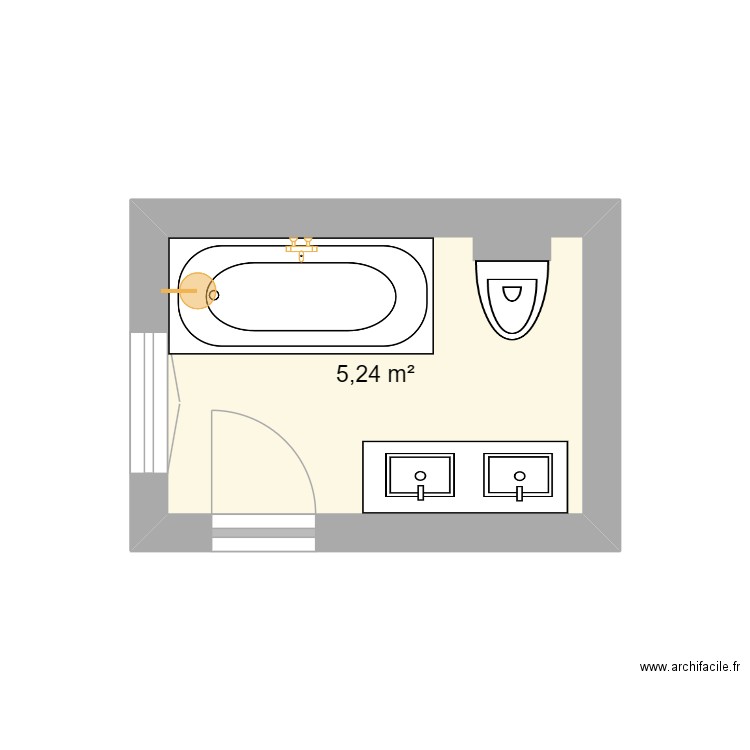 salle de bain Savannah. Plan de 1 pièce et 5 m2