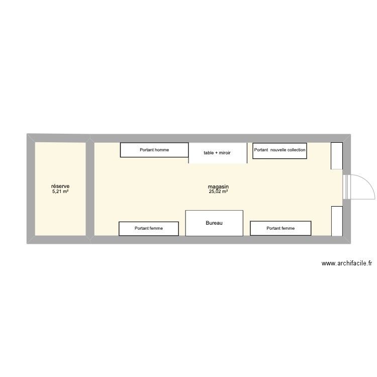 plan boutique. Plan de 2 pièces et 30 m2