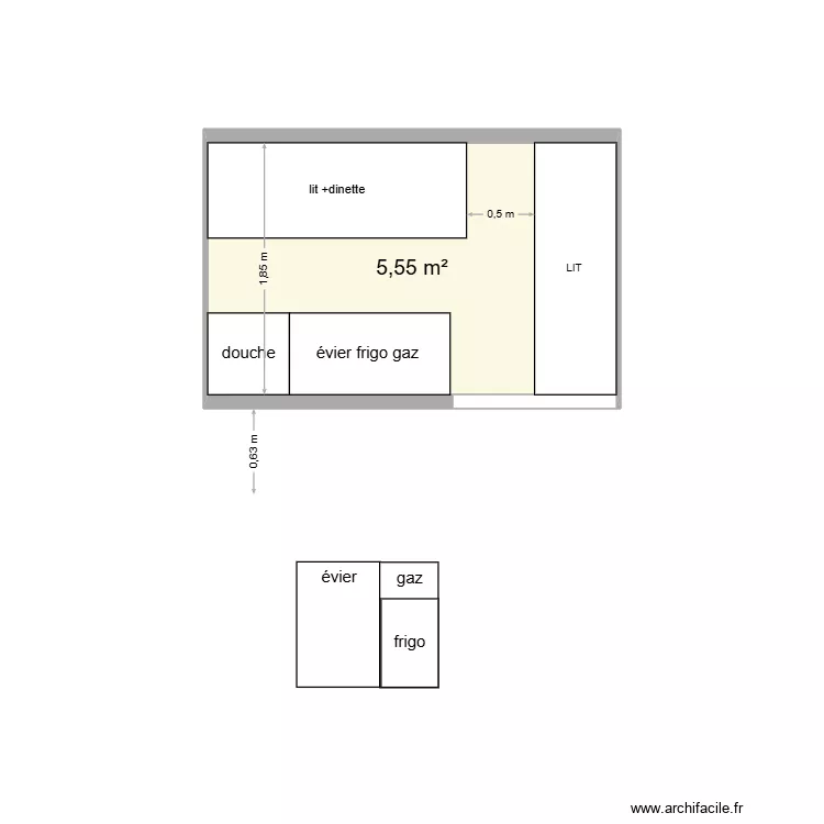 L2H2 dinette lit entrée. Plan de L2H2 dinette lit entrée. Plan de