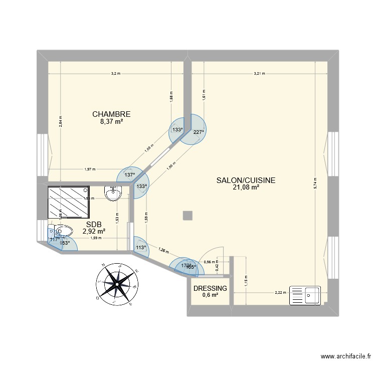 38BIS. Plan de 4 pièces et 33 m2