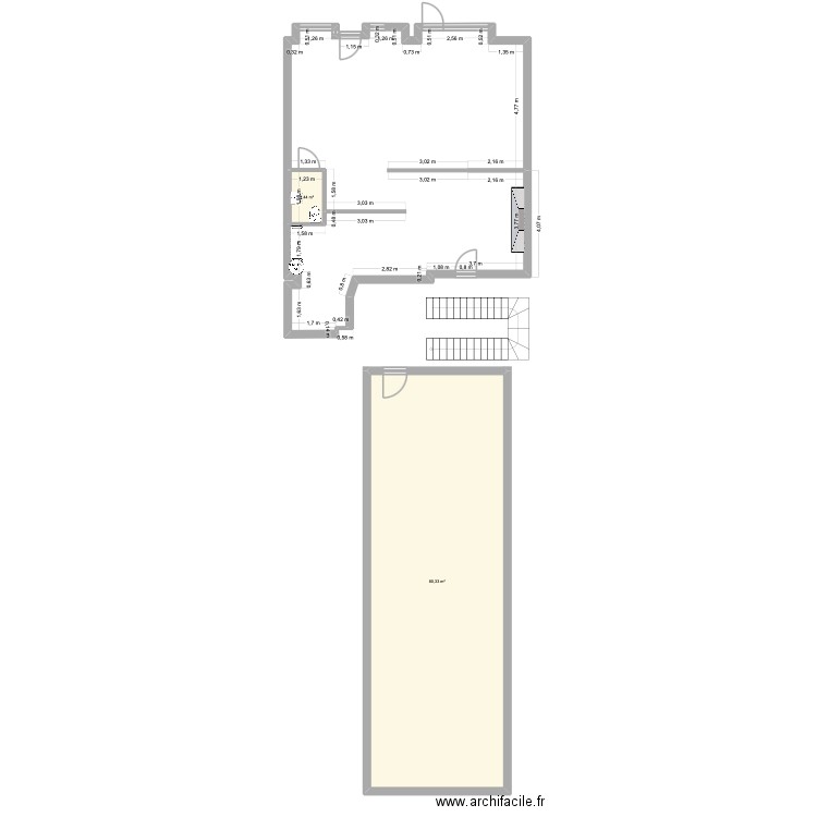 TASTY CHALON. Plan de 2 pièces et 83 m2