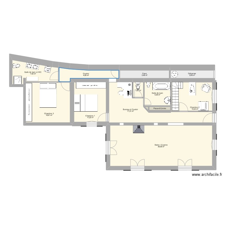 BouillaBeach V4. Plan de 21 pièces et 202 m2