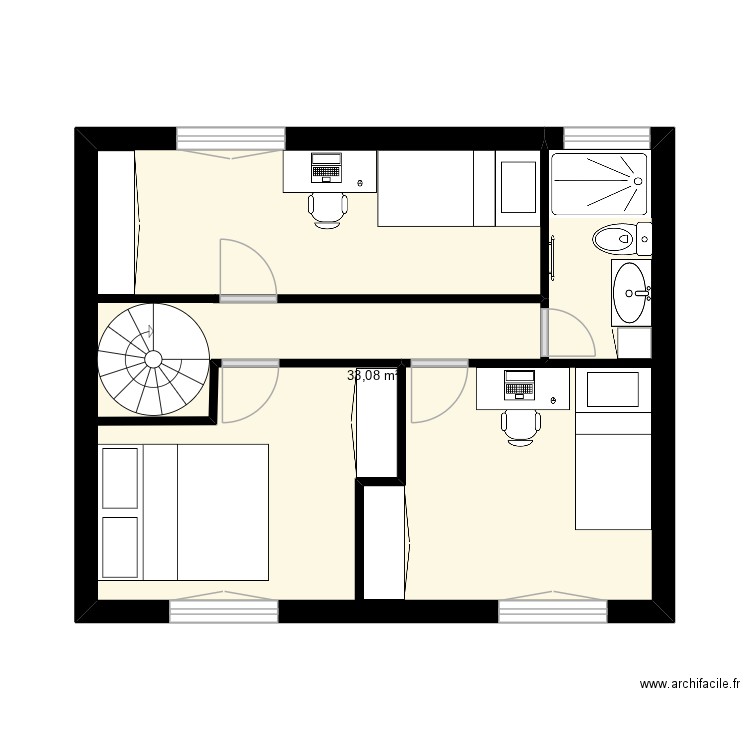 etage 1. Plan de 1 pièce et 33 m2