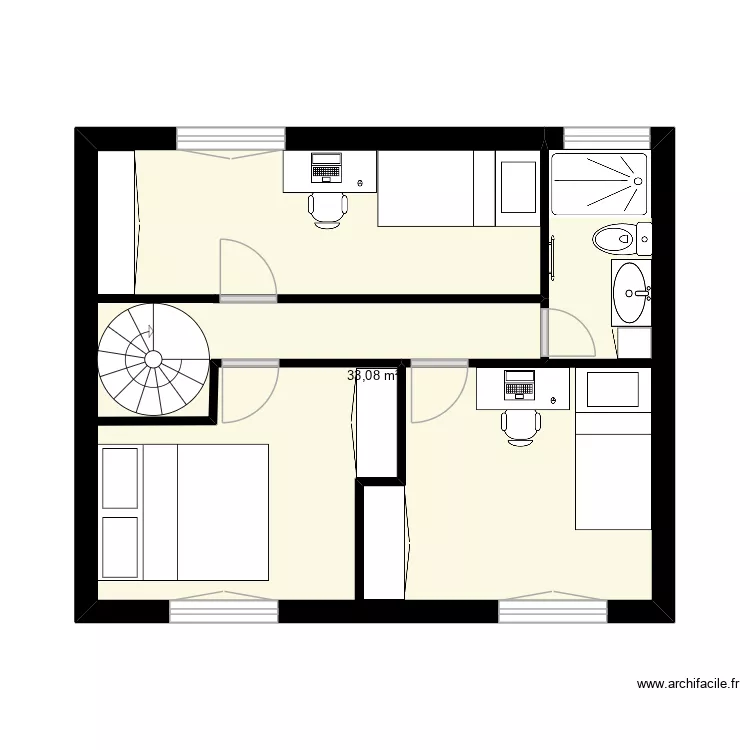 etage 1. Plan de 1 pièce et 33 m²
