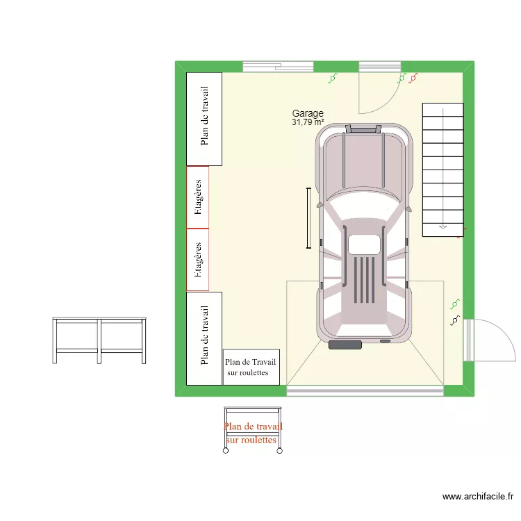 garage1. Plan de 1  et 32 m²