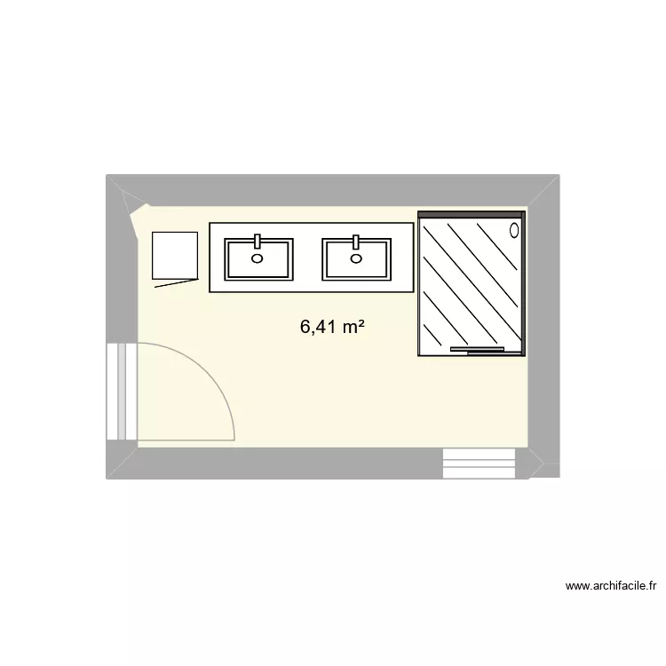 SDB. Plan de 1 pièce et 6 m²