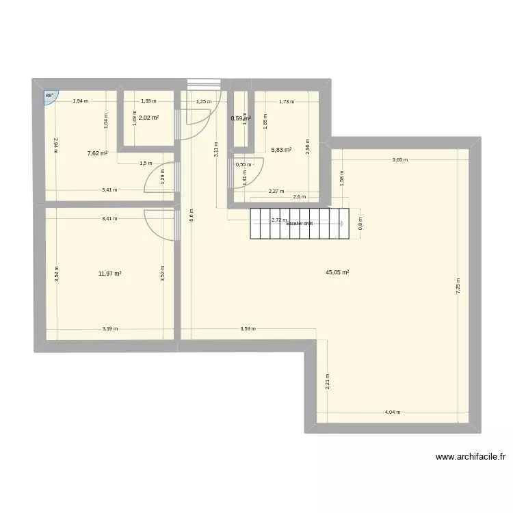 maison avec decrochage 1 seule partie sous toit. Plan de 6 Pièces et 73 m² maison avec decrochage 1 seule partie sous toit. Plan de 6 Pièces et 73 m²