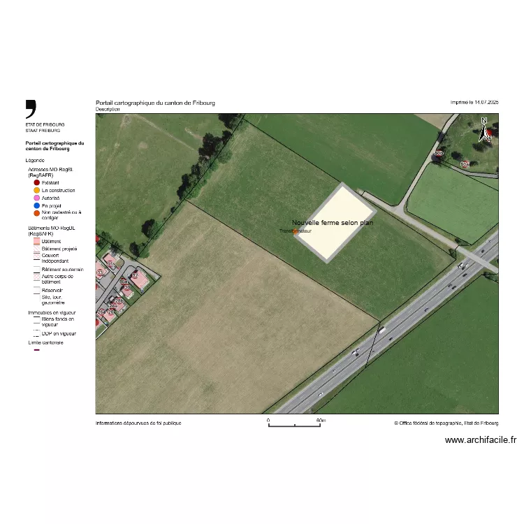 Plan cadastre Charri&egrave;re Riaz. Plan de 