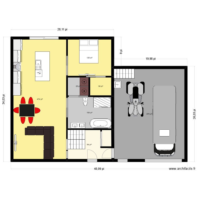 maison 01. Plan de 7 pièces et 123 m2