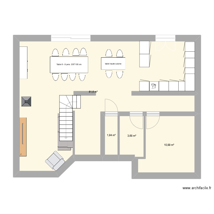 quevau1. Plan de 4 pièces et 78 m2