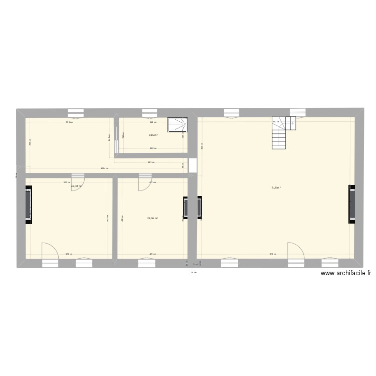 Clos 1er actuel. Plan de 4 pièces et 160 m2