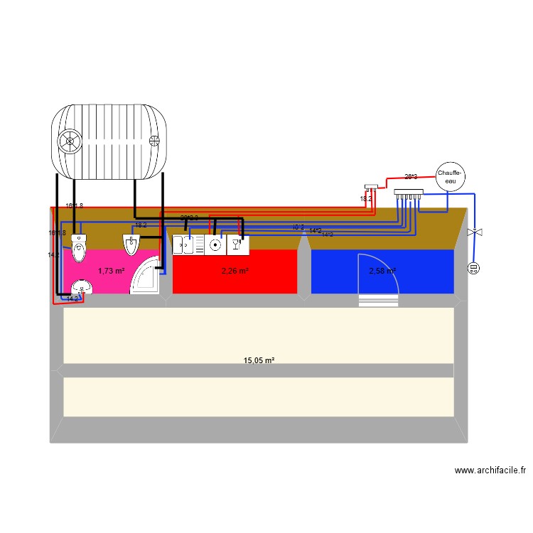 souda mohamed. Plan de 4 pièces et 22 m2