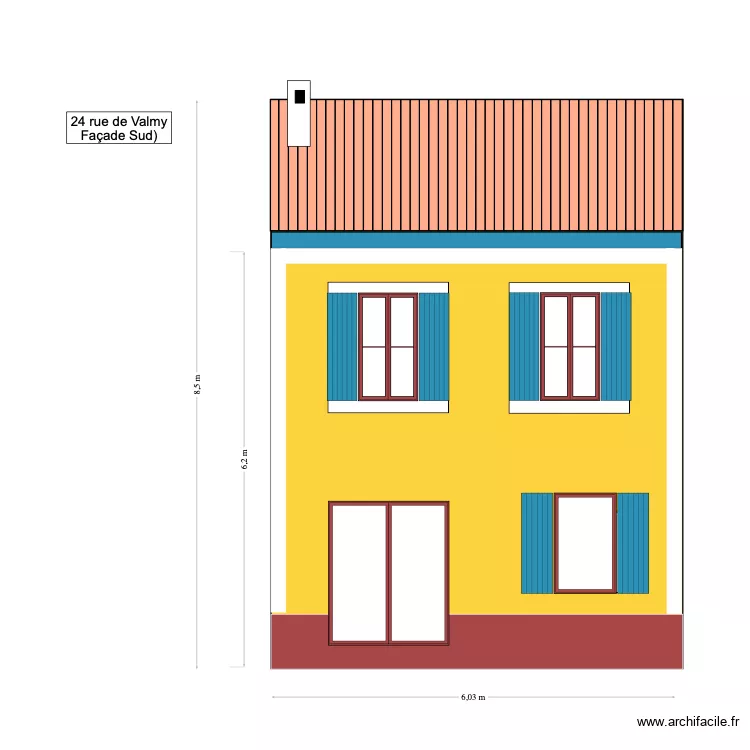 fa&ccedil;ade jardin avec baie. Plan de 