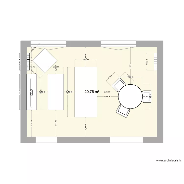 Dijon V2. Plan de 1  et 21 m²