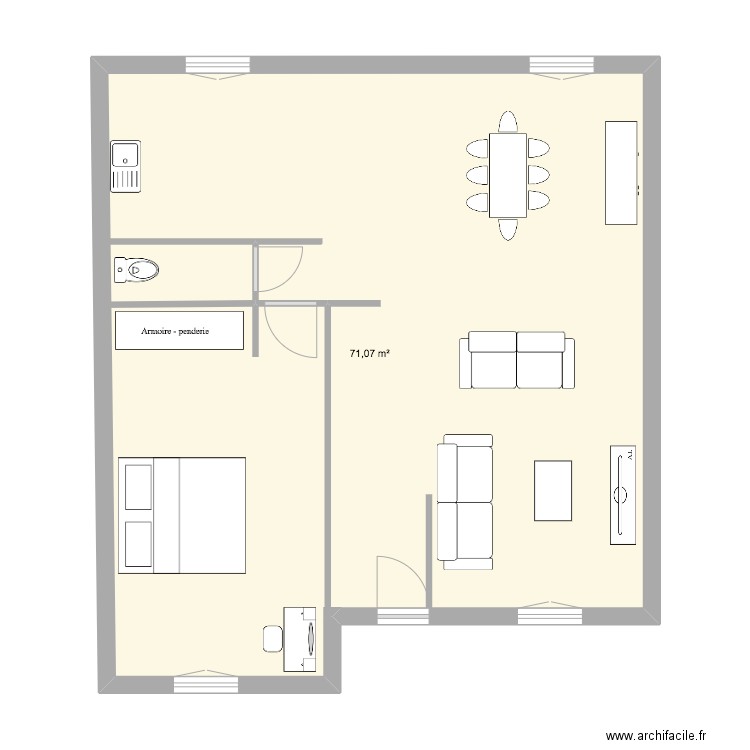 plan saliy. Plan de 1 pièce et 71 m2