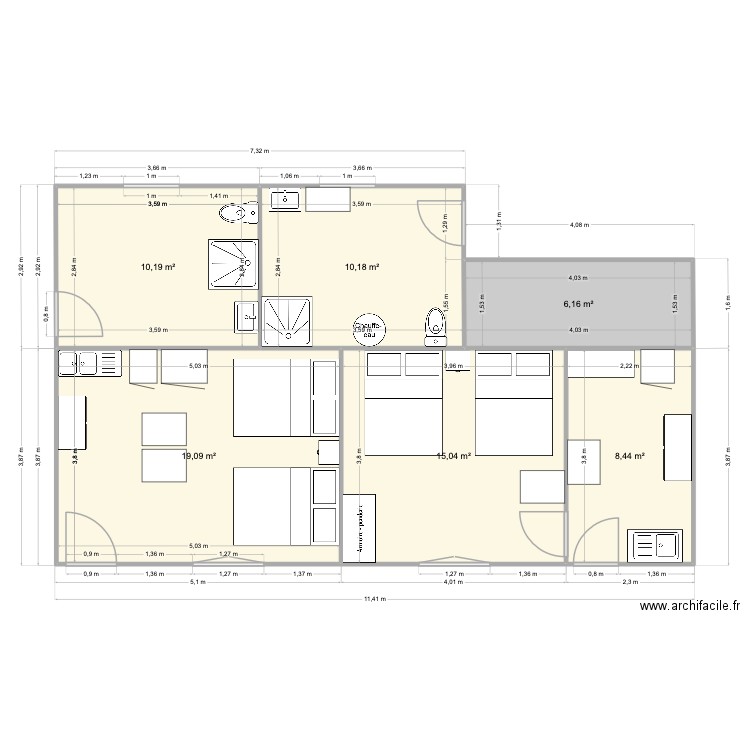 LTSM plan maison origine. Plan de 6 pièces et 69 m2