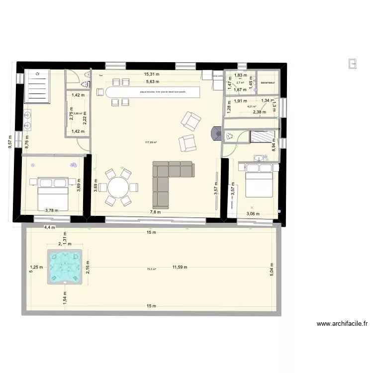 motif 12 Octobre. Plan de 6 Pièces et 221 m²