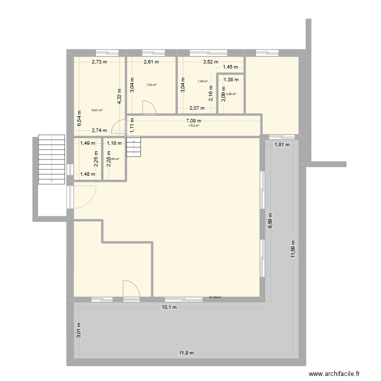 maison BLV. Plan de 7 pièces et 95 m2