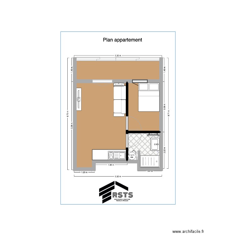 SCI MEIDENT APT. Plan de 4 pièces et 8 m2