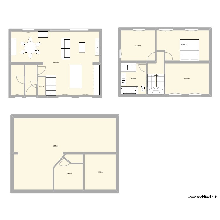 mines. Plan de 10 pièces et 188 m2