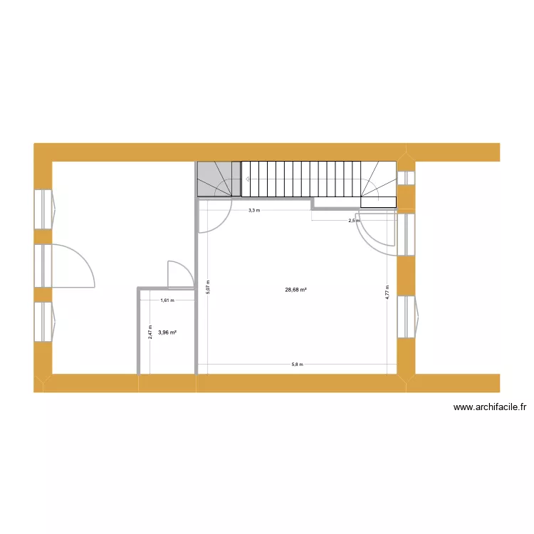 Cogny N1. Plan de 2 Pièces et 33 m²