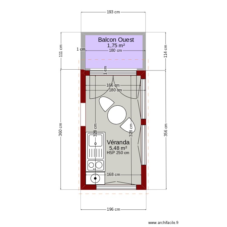 véranda balcon. Plan de 0 pièce et 0 m2