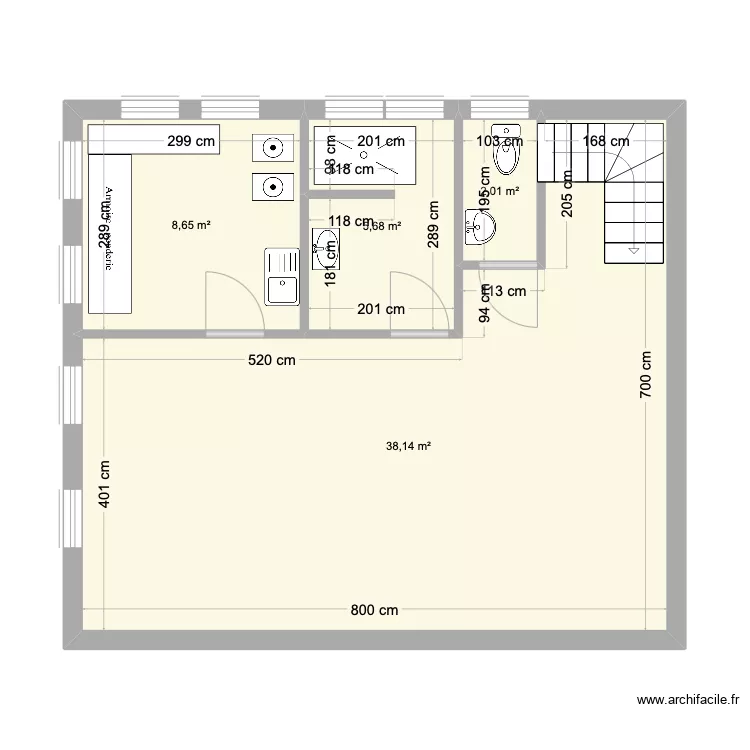 Garage + buanderie + Studio à l'etage. Plan de Garage + buanderie + Studio à l'etage. Plan de