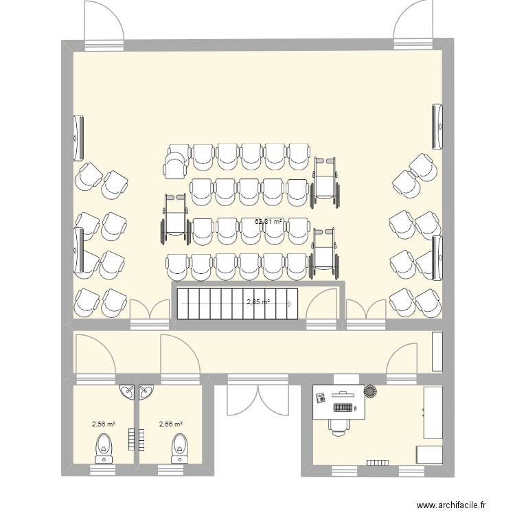 cinema. Plan de 11 pièces et 144 m2