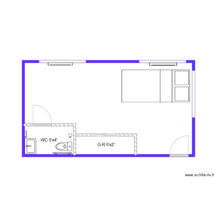 Maison d'Elie. Plan de 2 pièces et 27 m2