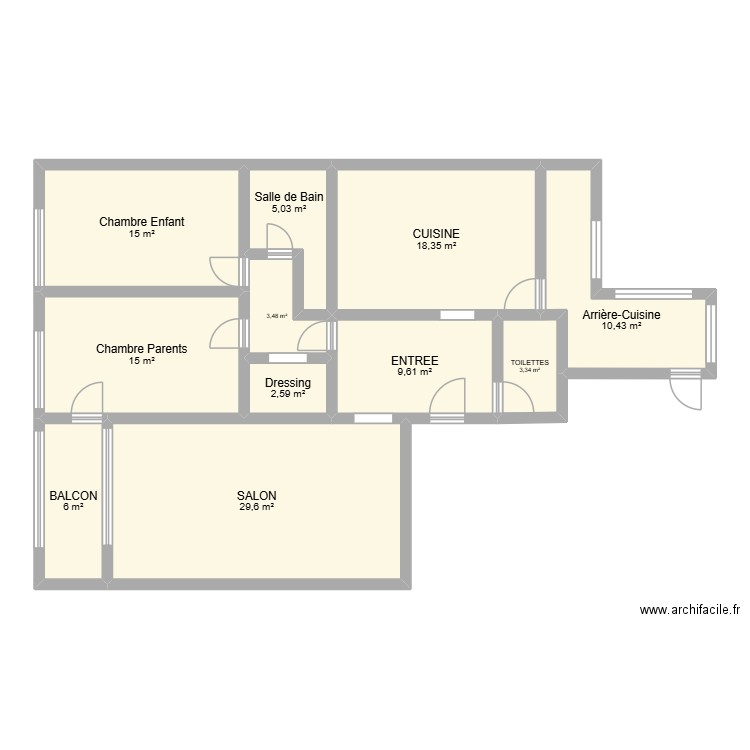 Notre appartement. Plan de 11 pièces et 118 m2
