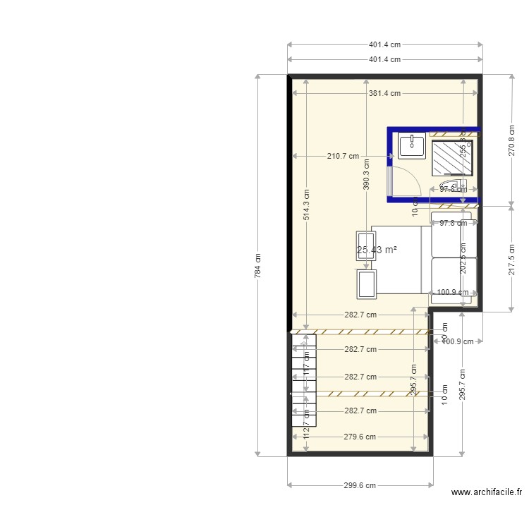 sam3. Plan de 1 pièce et 25 m2