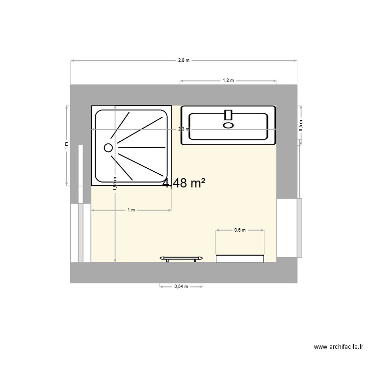 Salle de bains Septèmes. Plan de 1 pièce et 4 m2