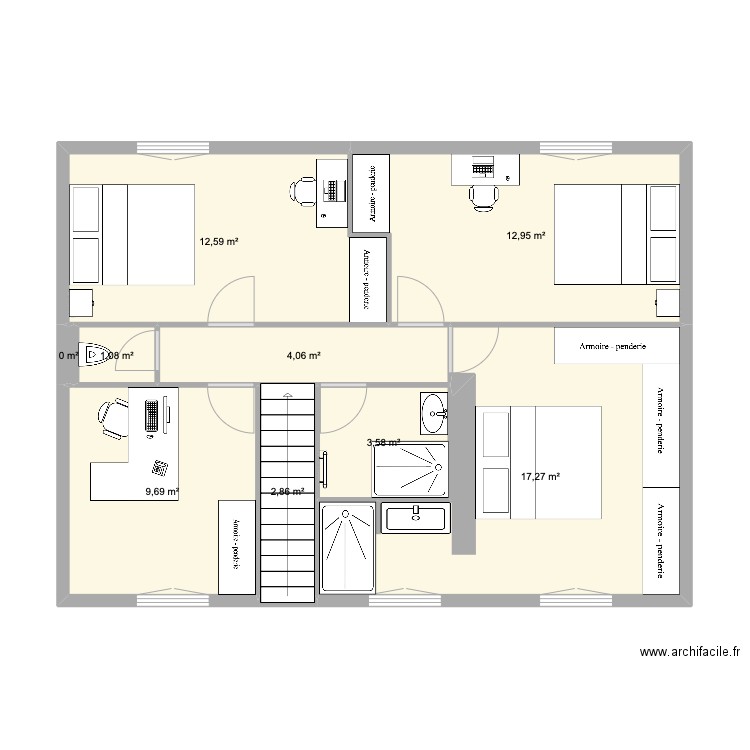 Frigoule rdc. Plan de 9 pièces et 64 m2