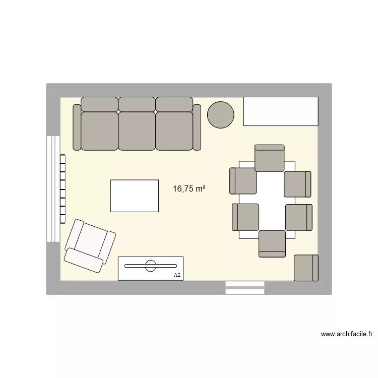 Salon future. Plan de 1 et 17 m² Salon future. Plan de 1 et 17 m²
