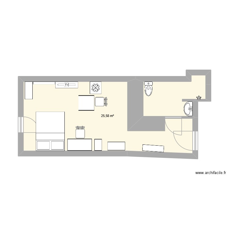 Appart 26/10/25. Plan de 1 pièce et 26 m2