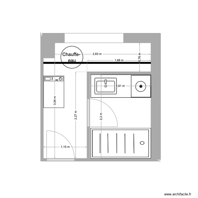 Buanderie plan projeté V2. Plan de 2 Pièces et 8 m² Buanderie plan projeté V2. Plan de 2 Pièces et 8 m²