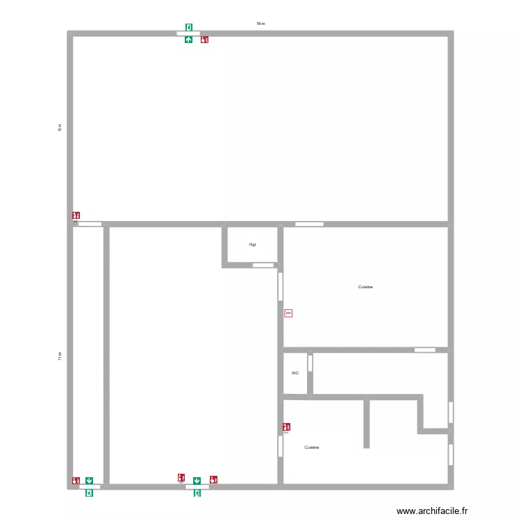 restaurant L&egrave;ge. Plan de 8  et 278 m²