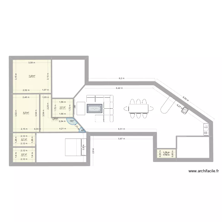 projet plan maison R&eacute;my. Plan de 7  et 38 m²