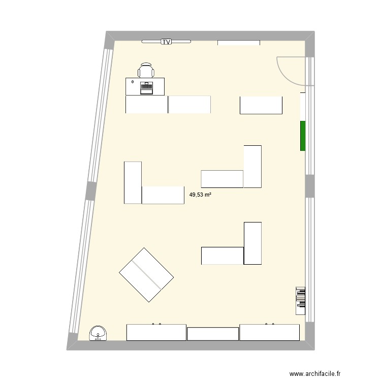 Aménagement d'une classe. Plan de 1 pièce et 50 m2