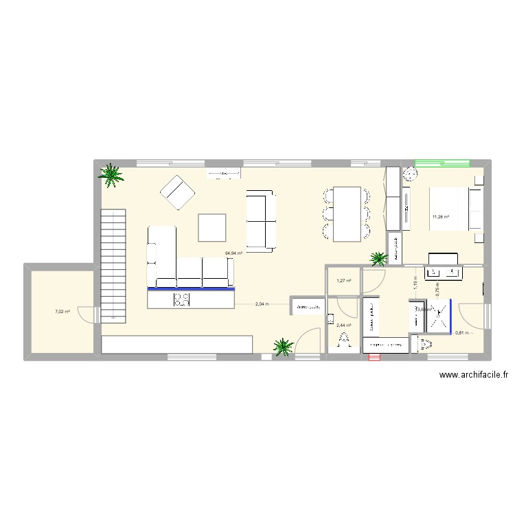 Villa Grasse - RDC V6. Plan de 6 pièces et 101 m2