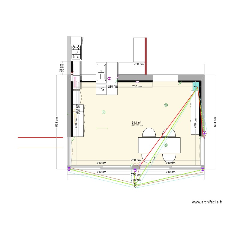 Extension cuisine - Eclairage extérieur . Plan de 0 pièce et 0 m2