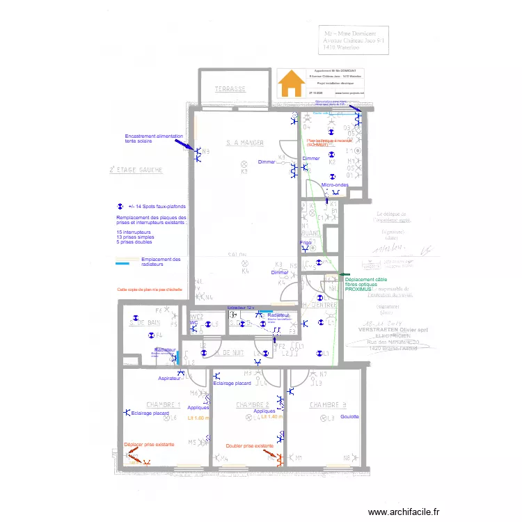 PROJET ELECTRICITE 260126. Plan de 3  et 211 m²