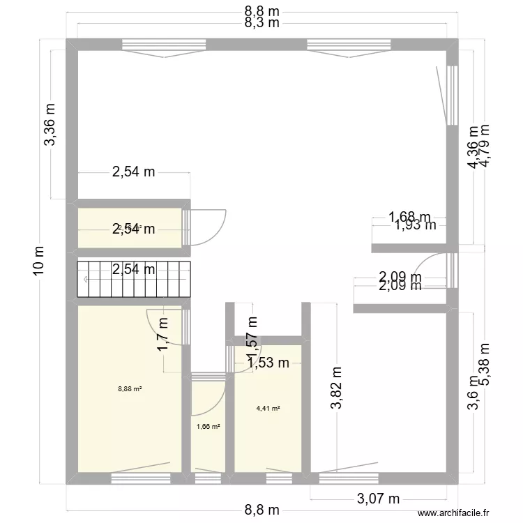 maison rdc. Plan de 4 Pièces et 17 m²