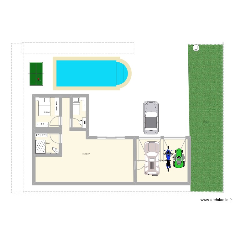 futur maisson. Plan de 4 pièces et 60 m2