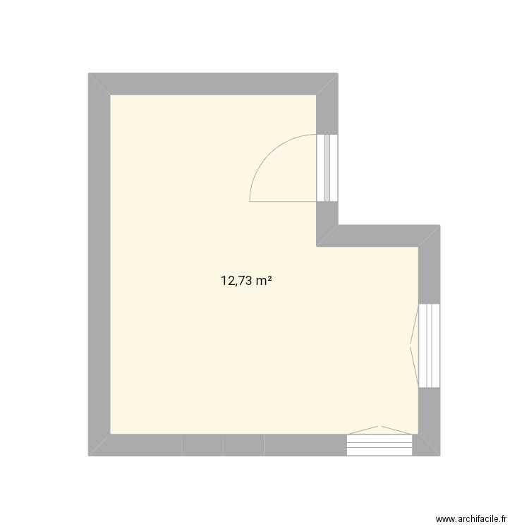 Appart. Plan de 1 pièce et 13 m2