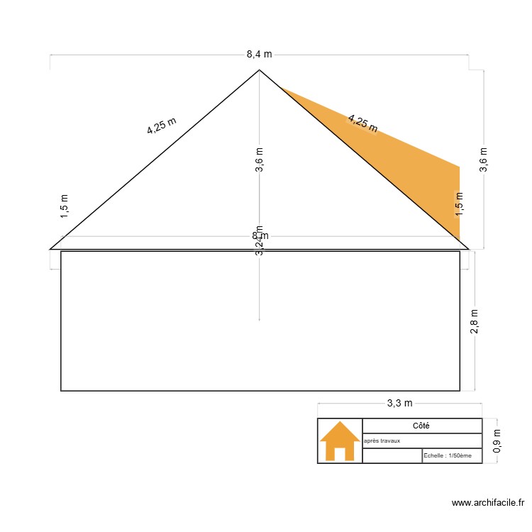 plan cot&eacute; apr&egrave;s travaux. Plan de 0 pièce et 0 m2