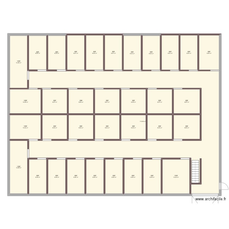 V3 entrepot JRF. Plan de 35 pièces et 405 m2