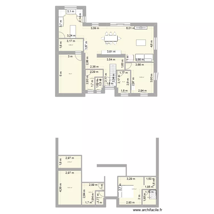 Id&eacute;e 2. Plan de 13  et 145 m²